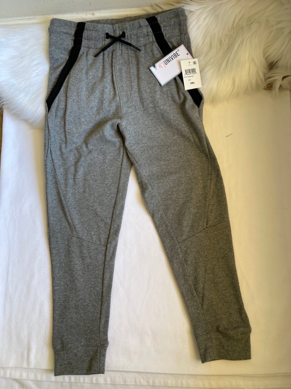 Univibe Boys Gray Joggers with Black Accent Trim Size Small. NWT